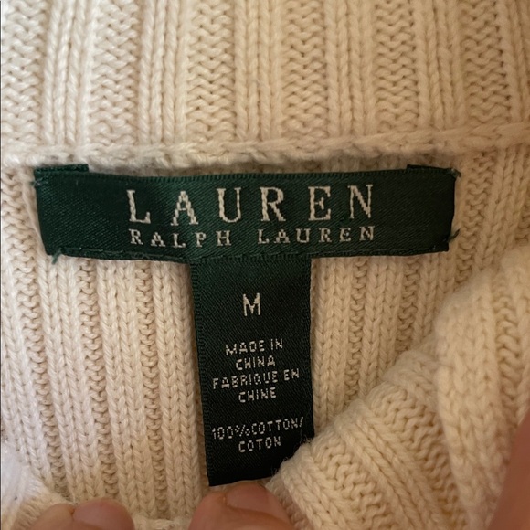 Ralph Lauren Cream Turtleneck Sweater with Gold Buttons - Picture 2 of 9